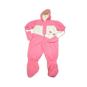 Y2K Baby Beginnings Pink Hooded Snowsuit 6–9M Winter Bunting Outfit NWT